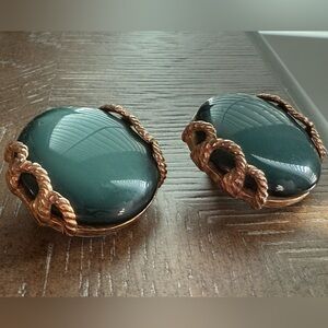 Vintage Green & Good Tone Clip-On Earrings purchased in Venice